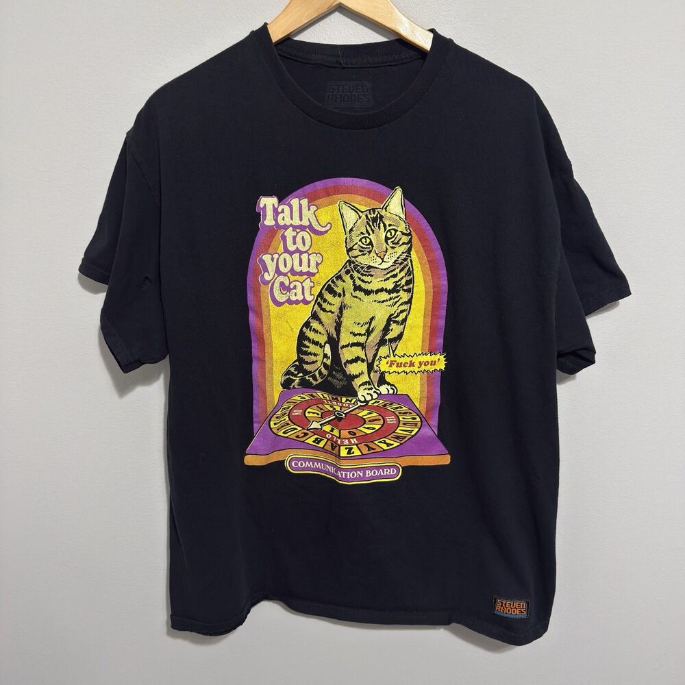 Steven Rhodes Talk To Your Cat F You XL T-Shirt Funny Graphic Tee